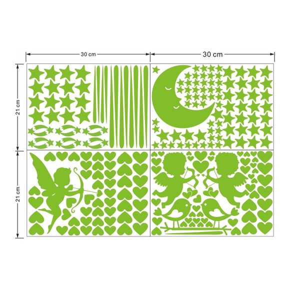 Night glow Angels moon stars wall stickers for kids room decals/glow in dark - Picture 4 of 5